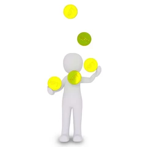 stickman juggling with nft coins