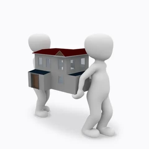 man carrying a house