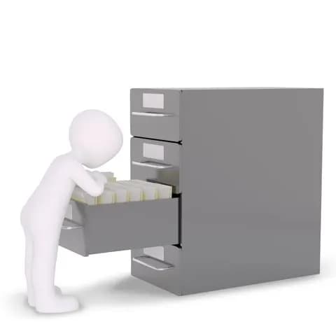 search the files in the filing cabinet
