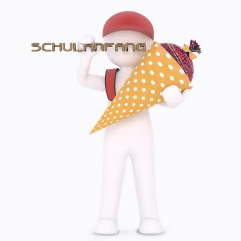 schulanfang letters and pupil with a con