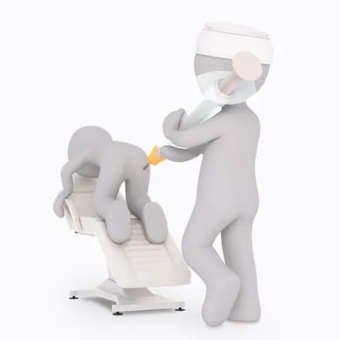 the doctor gives the patient an injectio